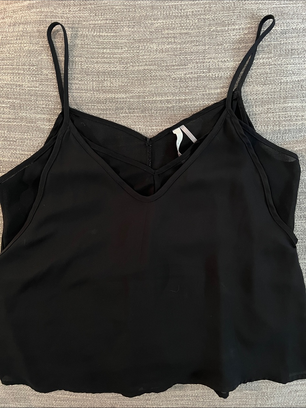 Black V-Neck Spaghetti Strap Tank Top